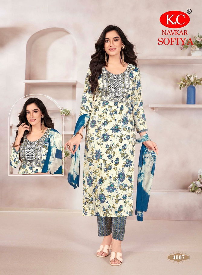 Sofiya Vol 4 By Navkar Rayon Embroidery Kurti With Bottom Dupatta Wholesale Price In Surat